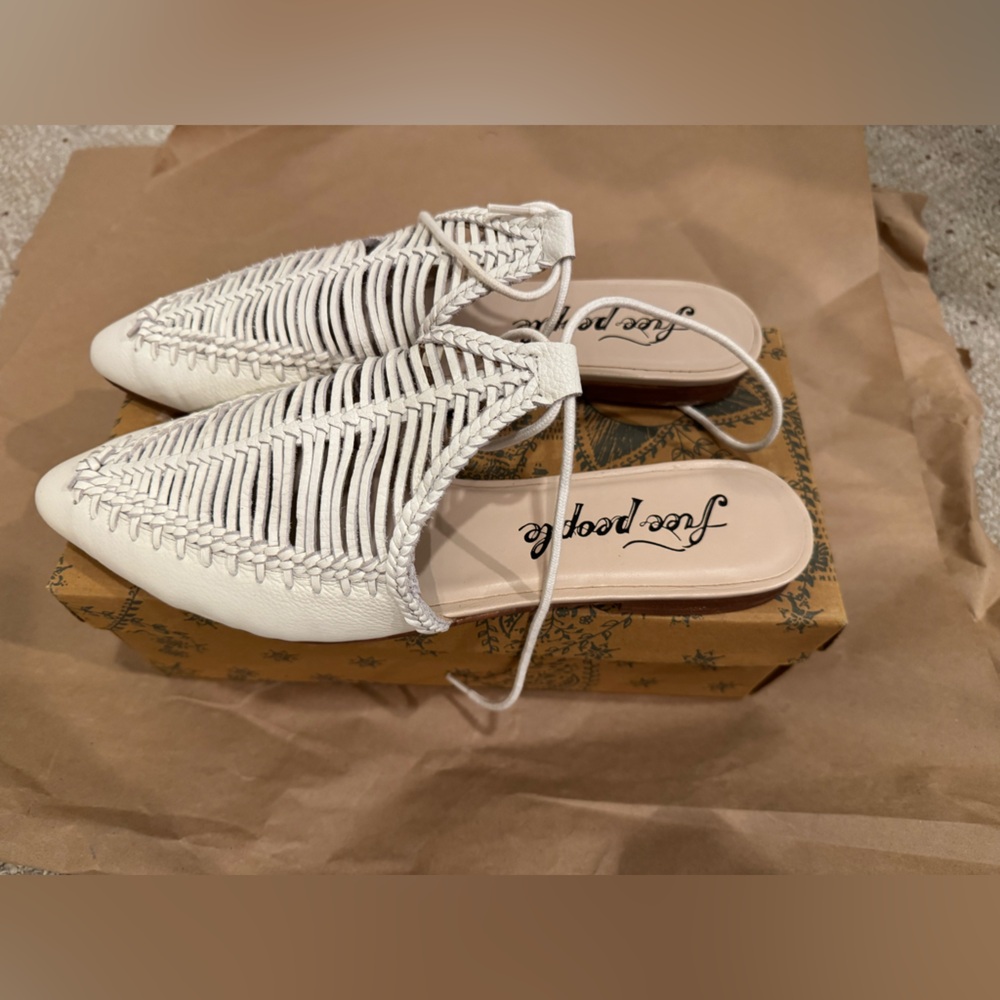 Free People Cream Woven Flats